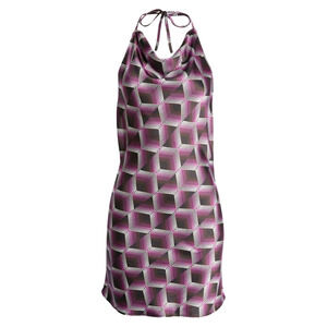 BP BE PROUD Cowl Neck Satin Dress In Purple Liza Print Size M NWOT